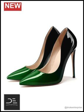 Women's Gradient Patent Leather Stiletto Heels 12cm Pointed Toe Dress Pumps